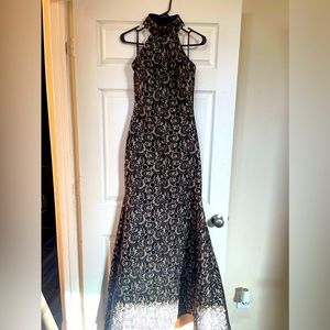 Beautiful, black and nude lace maxi dress by Marciano in the size medium